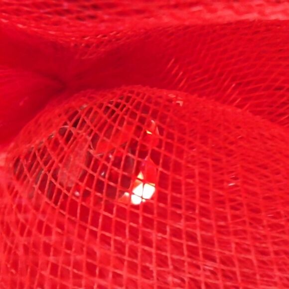 Vintage Wool RED Fascinator Hat Organza Kentucky Derby Church Bridal Tea Wedding - Picture 13 of 14